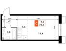 Студия, 29 м²