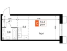 Студия, 29&nbsp;м²