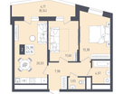 2-к. квартира, 63&nbsp;м²