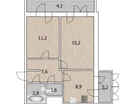 2-к. квартира, 54&nbsp;м²
