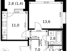 1-к. квартира, 37&nbsp;м²