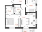 2-к. квартира, 56&nbsp;м²