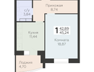 1-к. квартира, 45&nbsp;м²