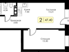 1-к. квартира, 47&nbsp;м²