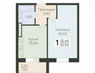 1-к. квартира, 35&nbsp;м²