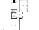 2-к. квартира, 59 м²
