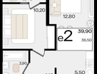 Студия, 39&nbsp;м²