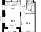 2-к. квартира, 47 м²