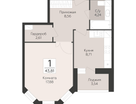 1-к. квартира, 43&nbsp;м²