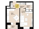 1-к. квартира, 40&nbsp;м²