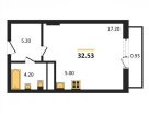 Студия, 34,7 м²