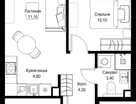 1-к. квартира, 33 м²