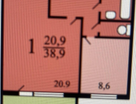 1-к. квартира, 39&nbsp;м²
