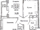 2-к. квартира, 52 м²