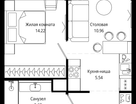 1-к. квартира, 41 м²