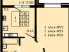 1-к. квартира, 39,3&nbsp;м²