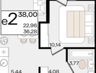 1-к. квартира, 38&nbsp;м²