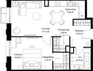 1-к. квартира, 50 м²