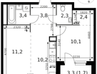 2-к. квартира, 45 м²
