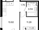 1-к. квартира, 37&nbsp;м²