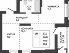 2-к. квартира, 48,5&nbsp;м²
