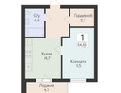 1-к. квартира, 34&nbsp;м²