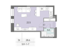 Студия, 28 м²