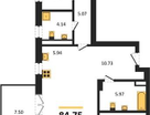 2-к. квартира, 85,8&nbsp;м²