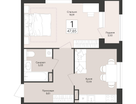 1-к. квартира, 47&nbsp;м²