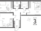 2-к. квартира, 65,4 м²