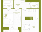 1-к. квартира, 36,3&nbsp;м²