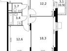 2-к. квартира, 57&nbsp;м²