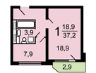 1-к. квартира, 38 м²