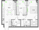 2-к. квартира, 64&nbsp;м²