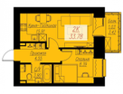 2-к. квартира, 33,8&nbsp;м²