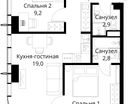 2-к. квартира, 52&nbsp;м²