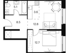 Студия, 42 м²