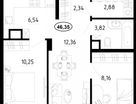 2-к. квартира, 46,4&nbsp;м²