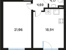 1-к. квартира, 51&nbsp;м²