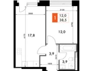 2-к. квартира, 38&nbsp;м²