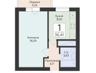 1-к. квартира, 36 м²