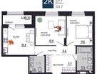 2-к. квартира, 59&nbsp;м²