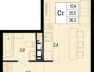 1-к. квартира, 25 м²