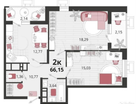 2-к. квартира, 67&nbsp;м²