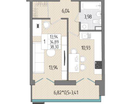 1-к. квартира, 38,3&nbsp;м²