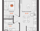 2-к. квартира, 43&nbsp;м²