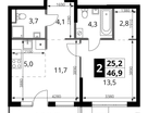 2-к. квартира, 46 м²