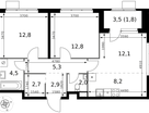 3-к. квартира, 65 м²