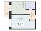 1-к. квартира, 37&nbsp;м²