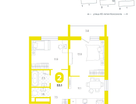 2-к. квартира, 53 м²